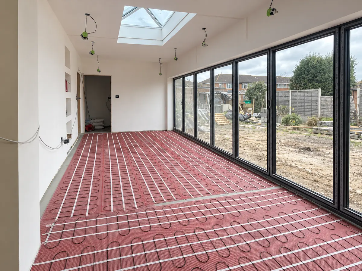 Underfloor heating installation within the Denham extension