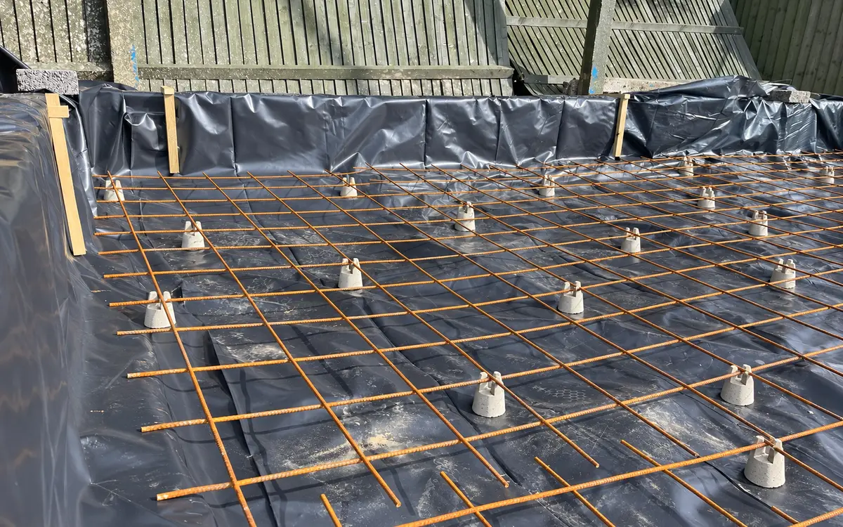 Reinforced base prepared for the Ealing Common garden building