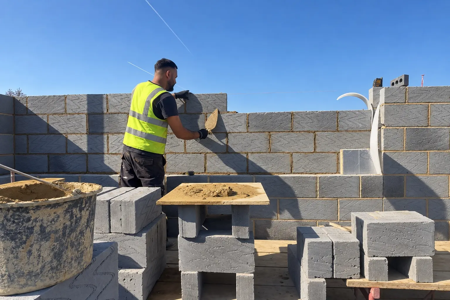 Blockwork construction underway at the Farnham Royal new build